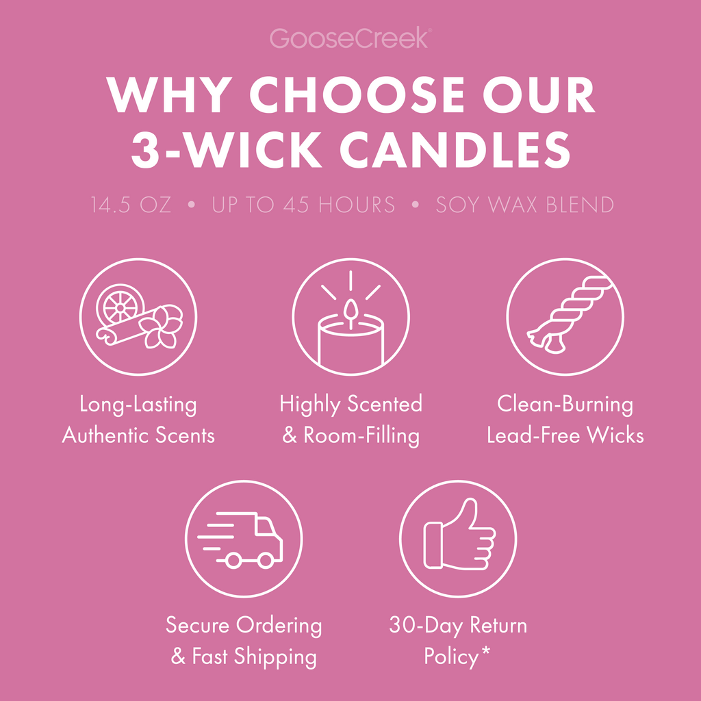 Pink Rose & Vanilla 3-Wick Candle